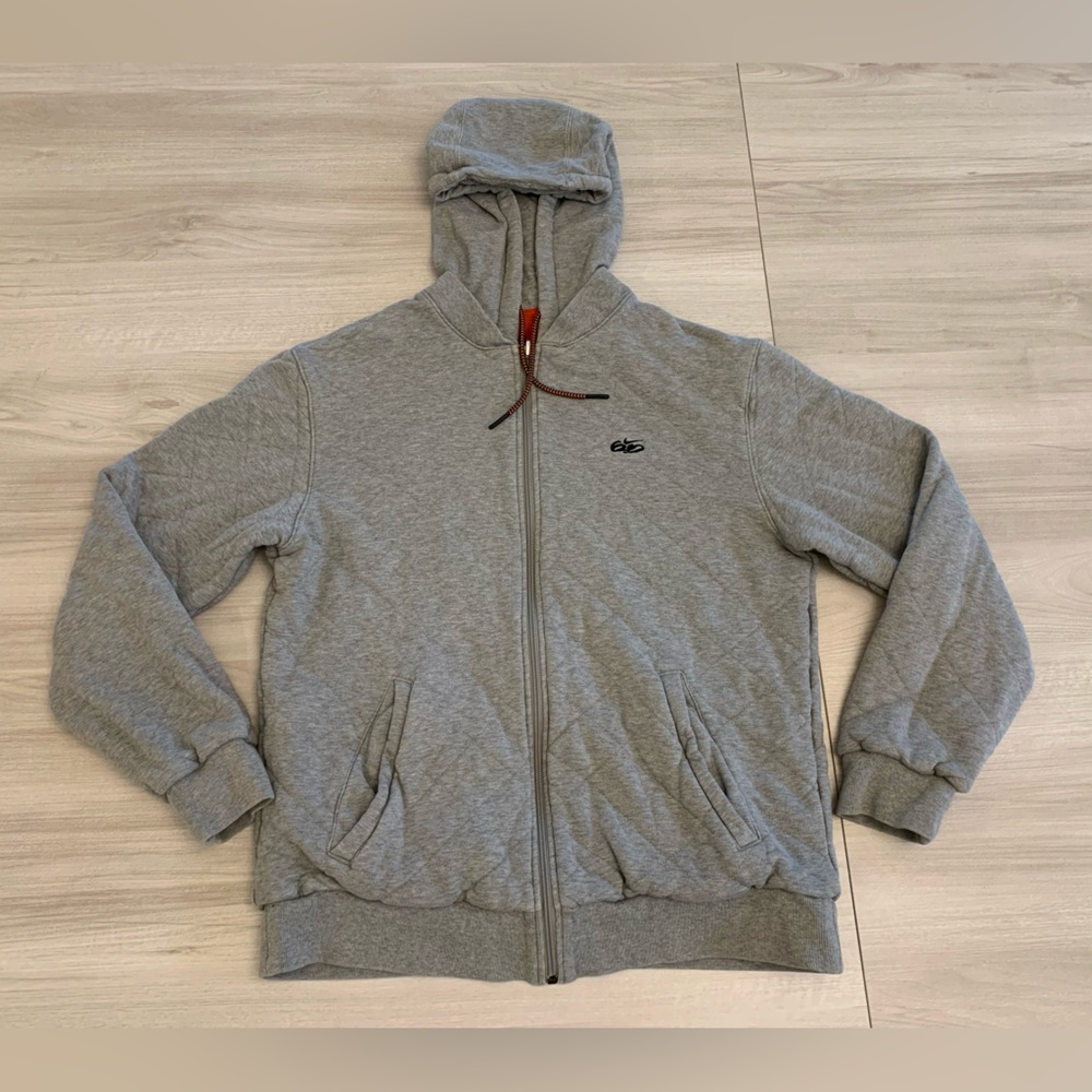 Nike 6.0 Full Zip Grey Hoodie Logo Embroidered Orange Lining Sz Md